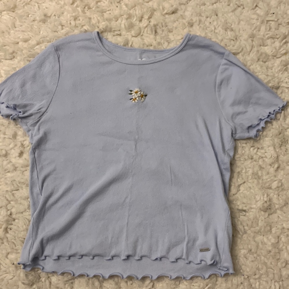 Blue hollister baby tee with flowers